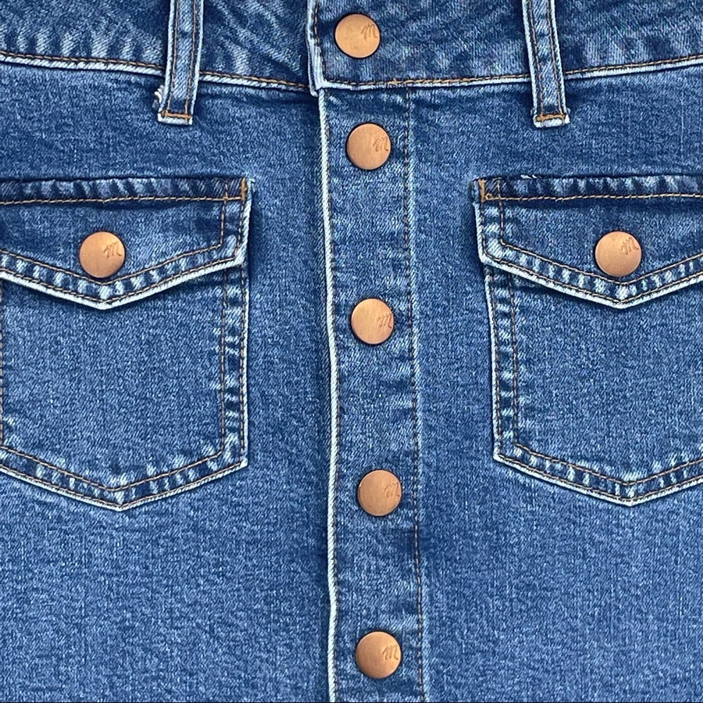MADEWELL STRETCH DENIM STRAIGHT MINI SKIRT PIECED EDITION 25 BLUE - Picture 5 of 7